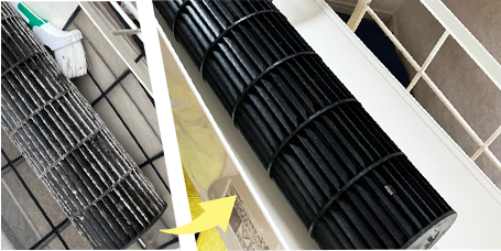 送風ファン分解洗浄のビフォーアフター写真